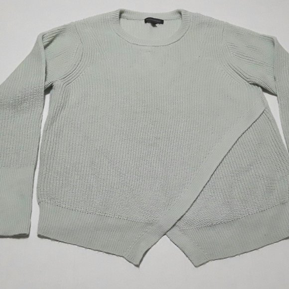 Banana Republic Wool Blend Popover Knit Sweater Butterfly Front Dusty Aqua XL - Picture 7 of 13